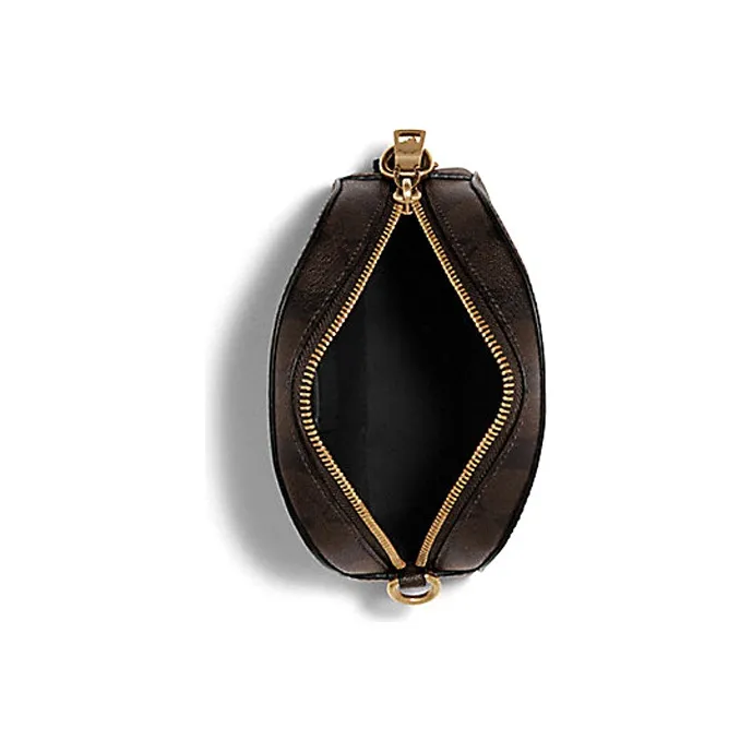 COACH Serena Canvas With Leather Shoulder Bag, Crossbody Bag, Handbag Women's Dark Brown Monogram-2