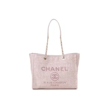 CHANEL Canvas Beach Bag, Tote Bag, Shopping Bag, Canvas Bag, One Shoulder Handbag Women's Pink