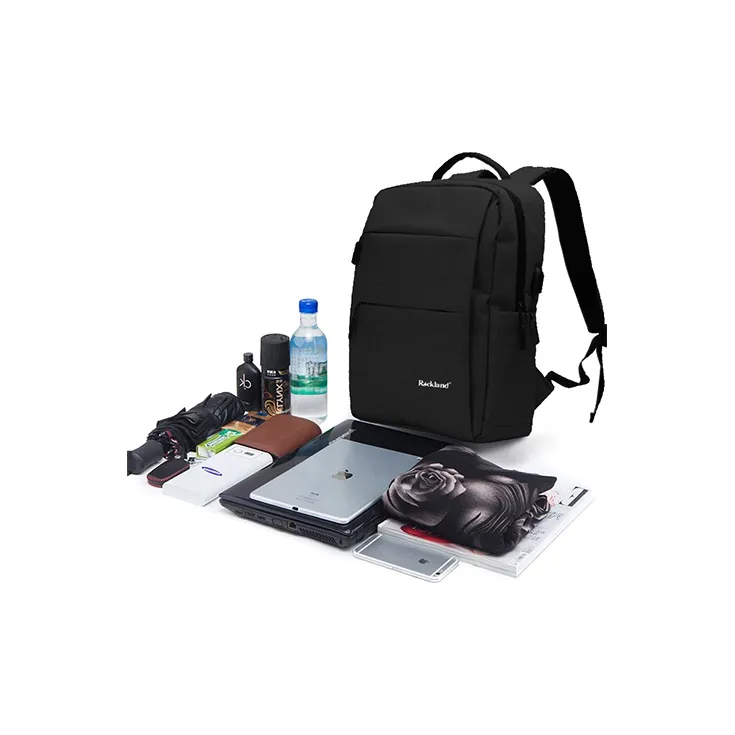 ROCKLAND Oxford Cotton Backpack Regular Unisex Black/Gray-3