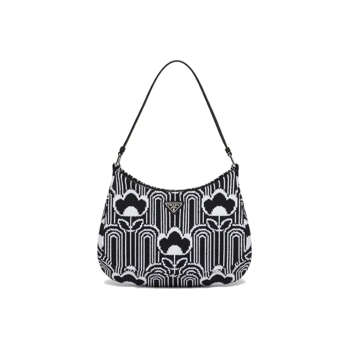 PRADA Cleo Polyester Handbag Women's Black White-0