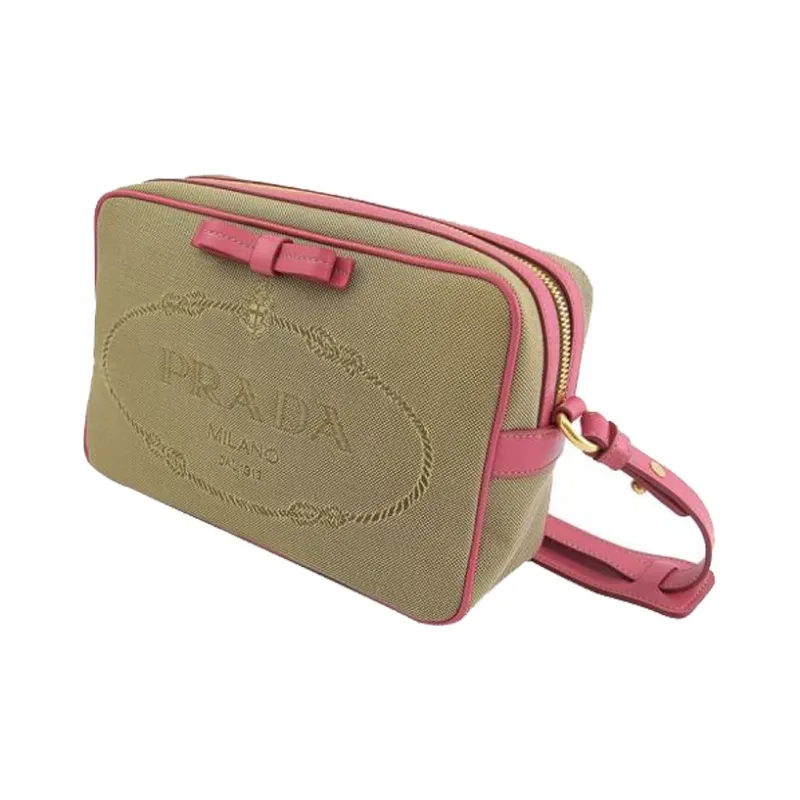 PRADA Canvas Bag, Crossbody Bag, Shoulder Bag Women's Brown/Pink-1