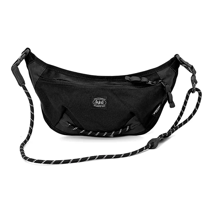 MYEDITION Crescent Bag Shoulder Bag Crossbody Bag Sling Bag Nylon Fabric Black Unisex-3