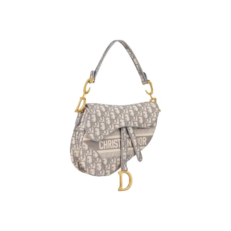 DIOR Saddle Bag Gray DIOR Oblique Embroidery-1