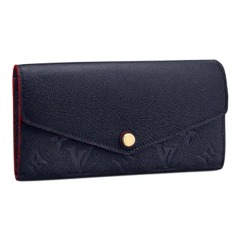 LOUIS VUITTON Sarah Cow Leather Wallet Men's Deep Sea Blue & Red