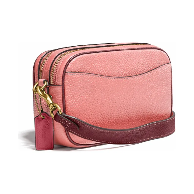 COACH Willow Pebbled Leather Camera Bag Shoulder Bag Crossbody Bag Women's Brass With Candy Pink Multicolor-1