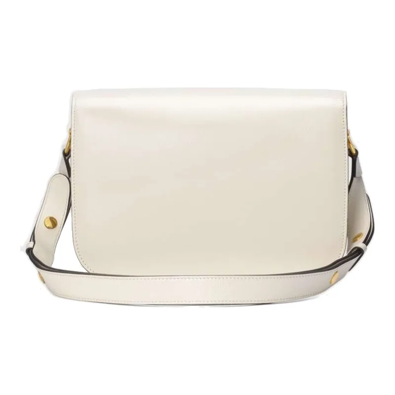 GUCCI Leather Saddle Bag, Crossbody Bag, Shoulder Bag Women's White-3