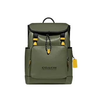 COACH League Fabric Backpack Travel Bag Men's Army Green
