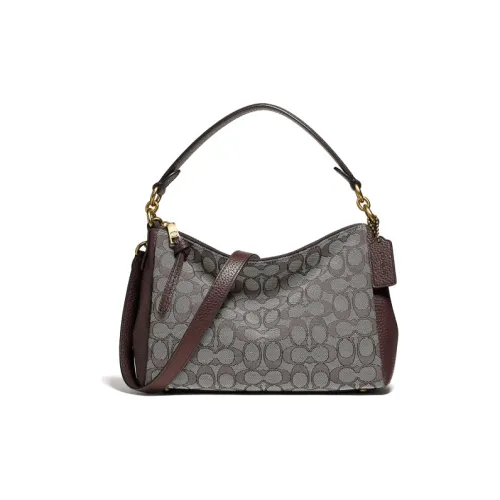 COACH Shay Fabric One Shoulder Handbag Large Size Women's Dark Red