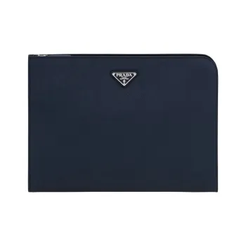 PRADA Saffiano Cow Leather Clutch Men's Sea Blue