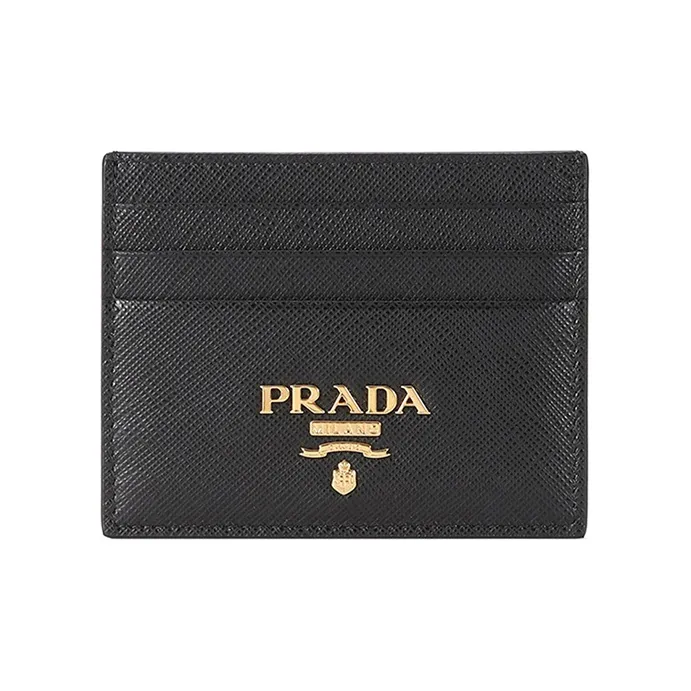 PRADA Cow Leather Card Holder Card Holder Unisex Black-0