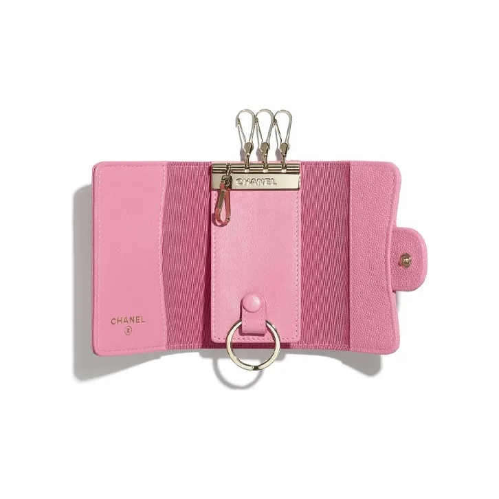 CHANEL Caviar Cow Leather Wallet Women's Pink-3