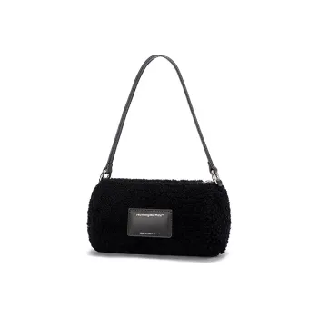 NothingButMini Shearling Bucket Bag Handbag Shoulder Bag Regular Women's Matte Black/Ivory/Dusty Pink