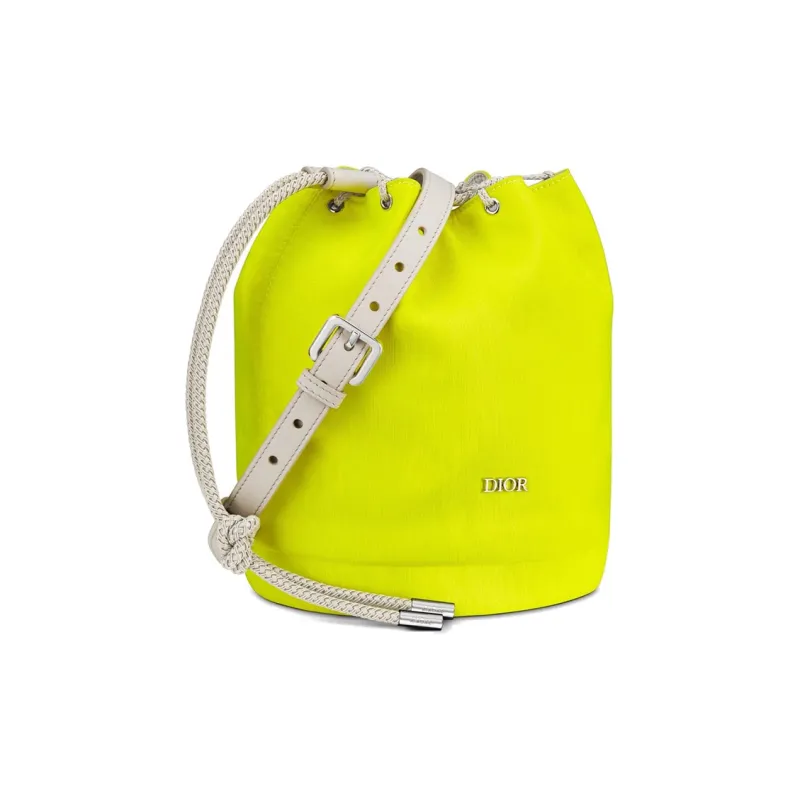 DIOR Canvas Handbag Mini Men's Fluorescent Yellow-1