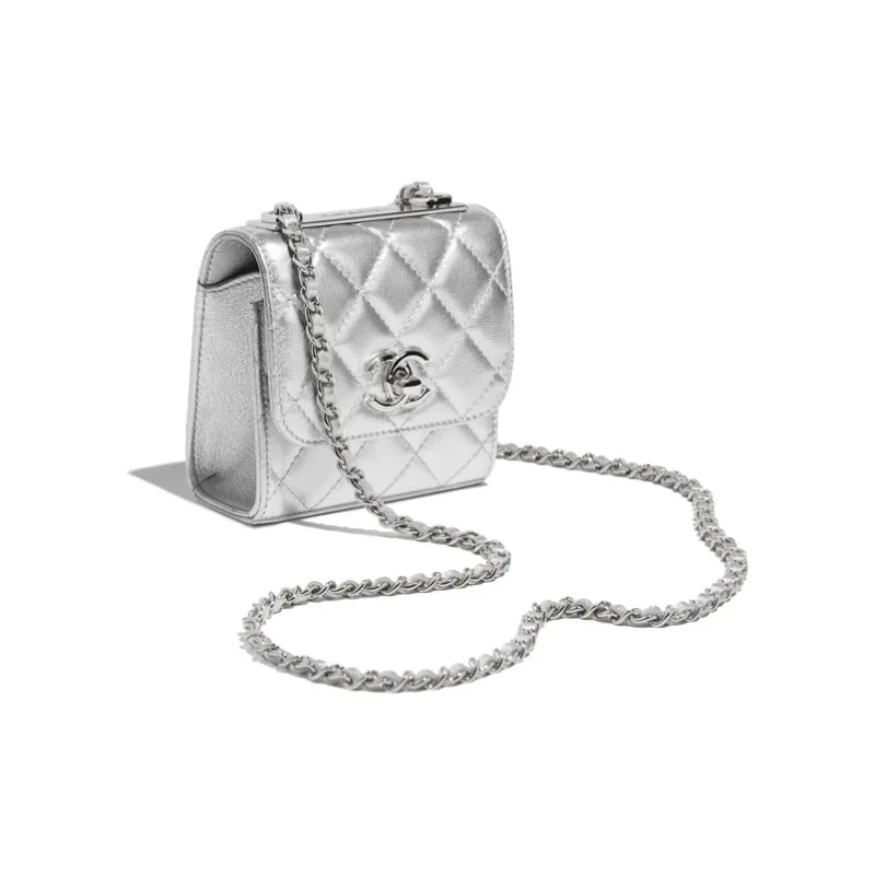 CHANEL Trendy CcWOC Sheepskin Shoulder Bag, Crossbody Bag Mini Women's Silver-1