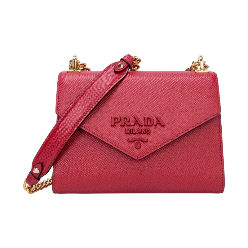 PRADA Monochrome Calfskin Shoulder Bag Regular Women's Red-0