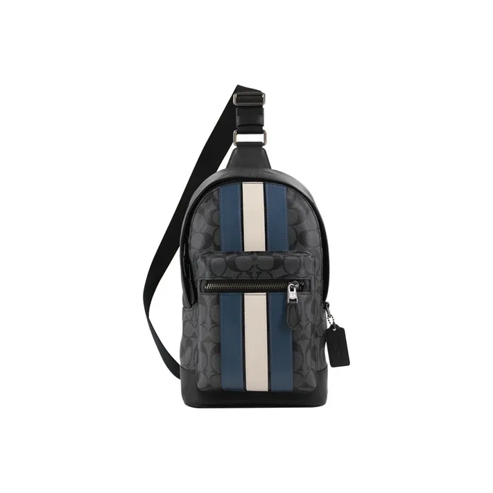 Coach ARGE POUCH IN SIGNATURE CANVAS WITH VARSITY STRIPE-0