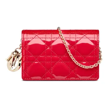 DIOR Lady Dior Cow Leather Shoulder Bag, Crossbody Bag, Clutch Women's Raspberry