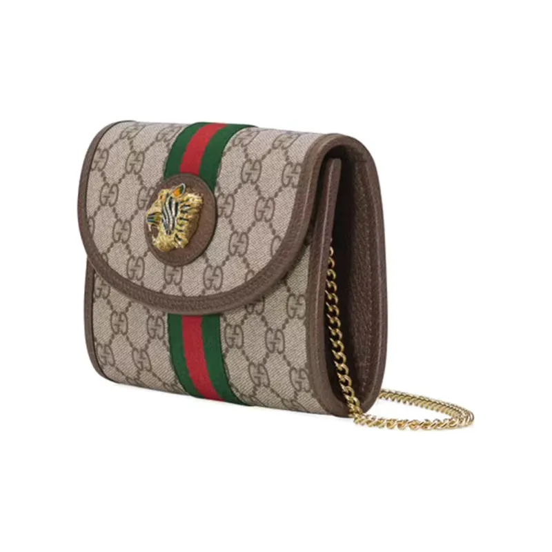 GUCCI Rajah Canvas With Leather One Shoulder Handbag Crossbody Bag Mini Women's Ebony-1