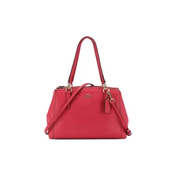 COACH Christie Leather One Shoulder Crossbody Portable Crossbody Bag Large Size Women's Red Pink