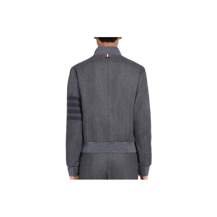 THOM BROWNE Tonal 4 Bar Flannel Blouson Jacket-1