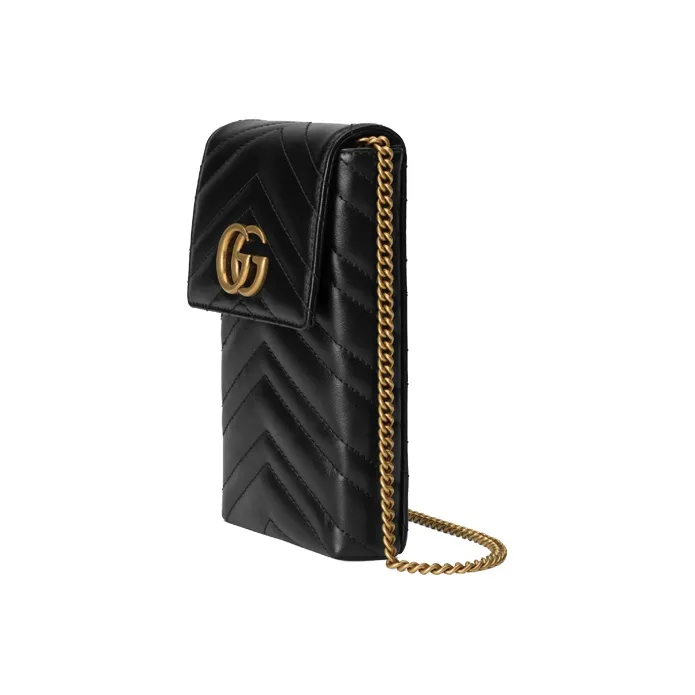 GUCCI Marmont Quilted Leather Shoulder Bag, Handbag, Cell Phone Pouch Women's Black-1