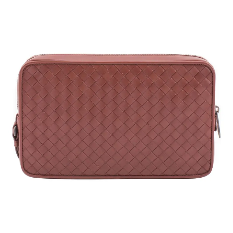 Bottega Veneta Leather Clutch Women's Red Brown-2