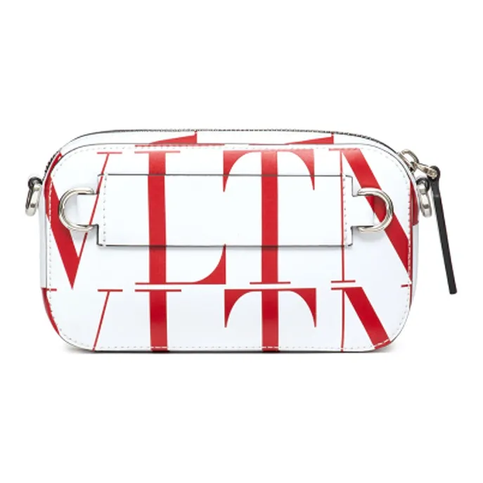 Valentino VLTNTIMES Cow Leather Shoulder Bag Crossbody Bag Small Size Men's White/Red-2