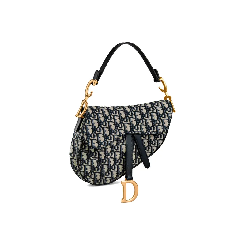 DIOR Saddle Jacquard Canvas With Leather Saddle Bag Handbag, Shoulder Bag, Crossbody Bag Medium Size Women's Denim Blue-1