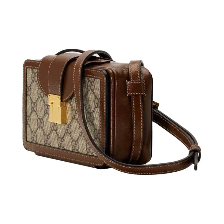 GUCCI Canvas With Leather Canvas Bag, Small Square Bag, Box Bag, Cell Phone Pouch, Crossbody Bag, Shoulder Bag Unisex-2