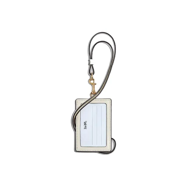 COACH Lanyard 7 Leather Card Holder Mini Women's Chalk White-1