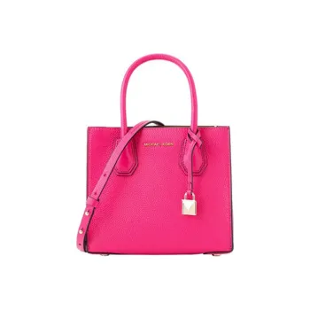 MICHAEL KORS Mercer Cow Leather Trunk Bag, Crossbody Commuter Bag, Handbag Trumpets Women's Dark Pink