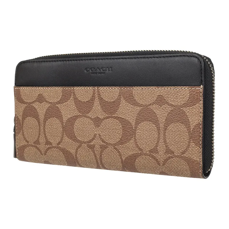 COACH Accordion Wallet PVC Accordion Bag Wallet Men's Khaki Brown-2