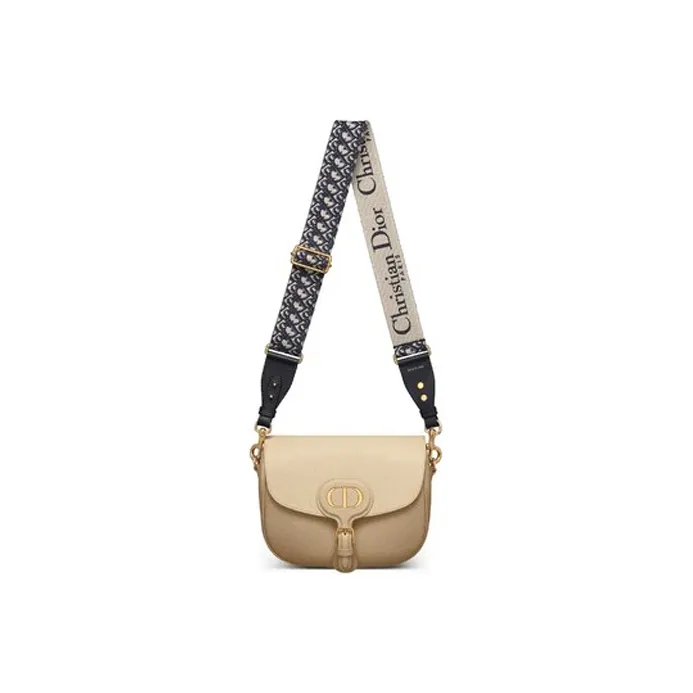 DIOR Bobby Grained Calfskin Shoulder Bag, Crossbody Bag Large Size Women's Beige Brown-4