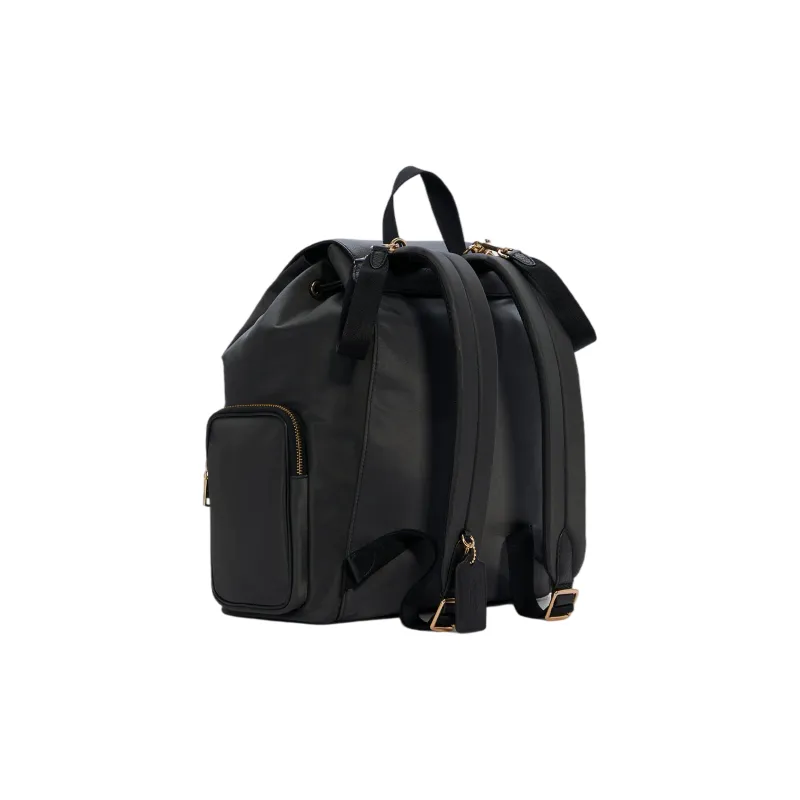 COACH Baby Nylon With Pebbled Leather Accents Backpack Large Size Unisex Black-2