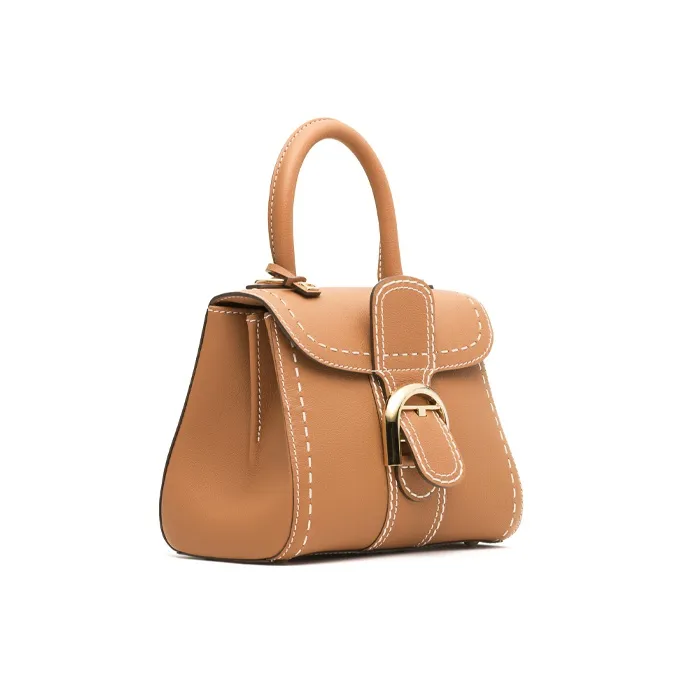 Delvau Brillant Calfskin Portable Crossbody Bag, Shoulder Bag Mini Women's Caramel Brown-1