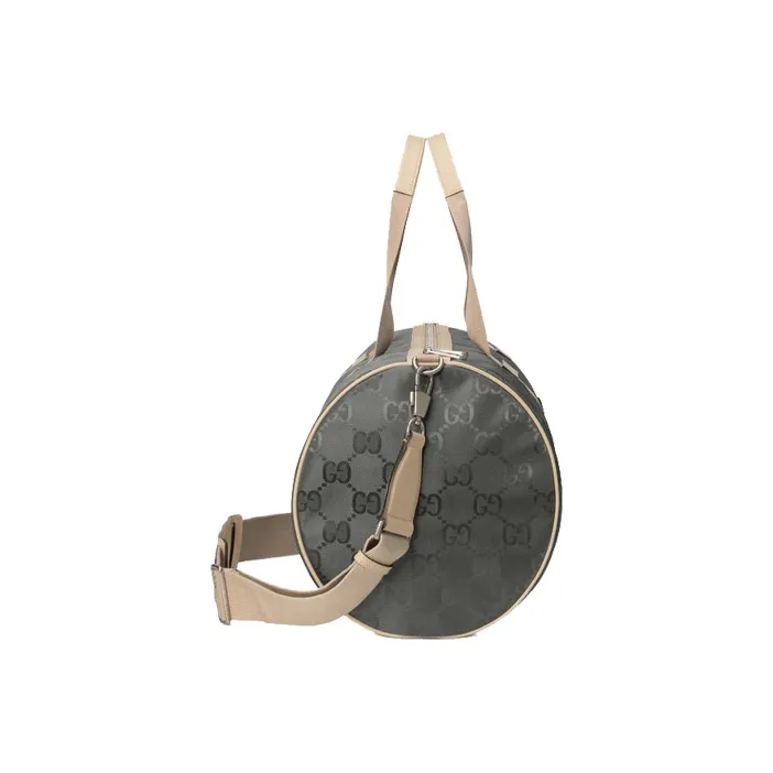 GUCCI Off The Grid Nylon With Leather Cylinder Bag Handbag Shoulder Bag Crossbody Bag Travel Bag Unisex Dark Gray/Beige-6