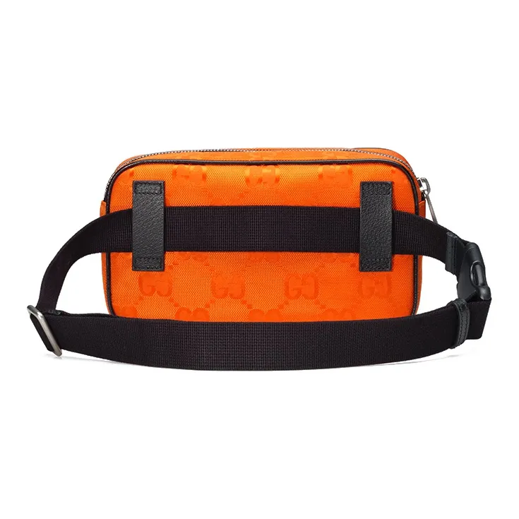 GUCCI Nylon Fabric With Leather Sling Bag Fanny Pack Unisex Orange-3