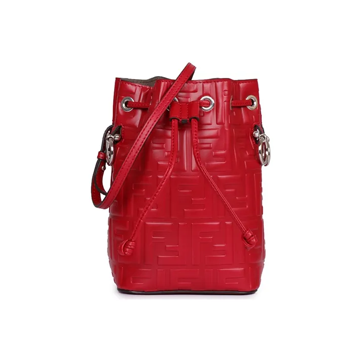 FENDI Mon Tresor Calfskin Bucket Bag, Handbag, Shoulder Bag, Crossbody Bag Mini Women's Red-0