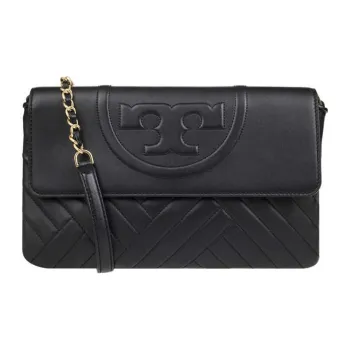 TORY BURCH Sheepskin Evening Party Bag Clutch Shoulder Bag Crossbody Bag Medium Size Women's Black