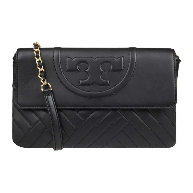 TORY BURCH Sheepskin Evening Party Bag Clutch Shoulder Bag Crossbody Bag Medium Size Women's Black-0
