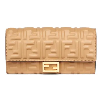 FENDI Baguette Nappa Leather Baguette Bag Wallet Women's Beige