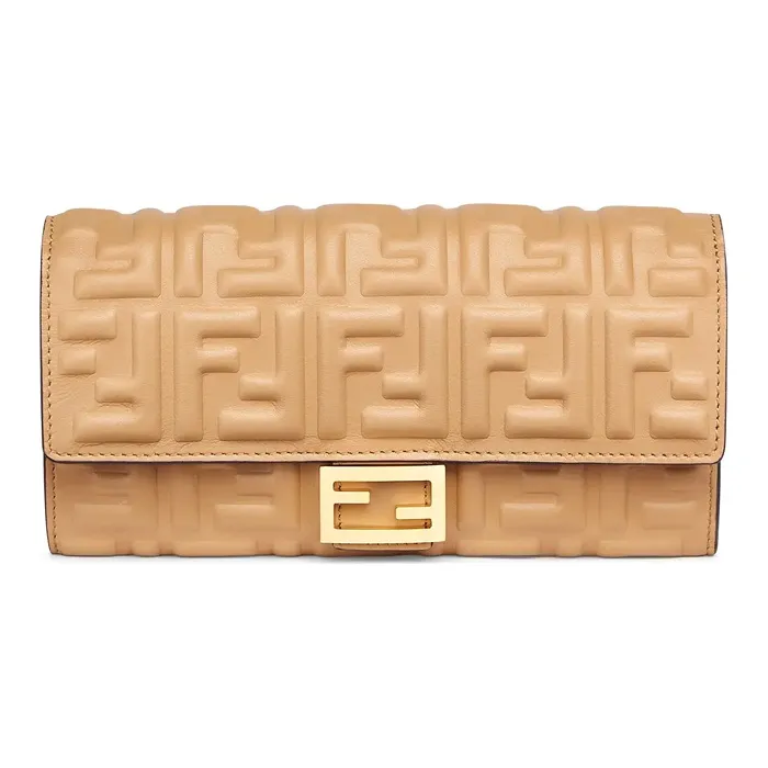 FENDI Baguette Nappa Leather Baguette Bag Wallet Women's Beige-0