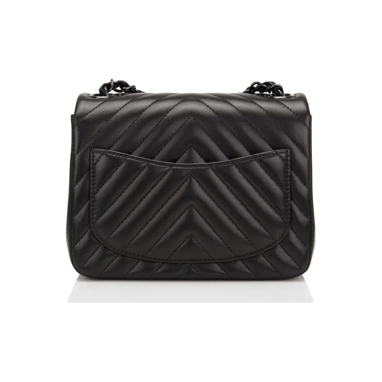 CHANEL So Black Sheepskin Shoulder Bag, Crossbody Bag Women's Black-2