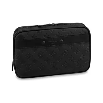 LOUIS VUITTON Leather Toiletry Bag Large Size Men's Black
