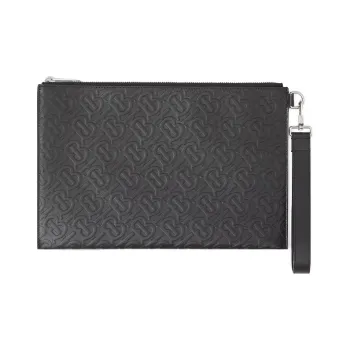 Burberry Cow Leather Handbag Storage Bag Briefcase Clutch Men's Black