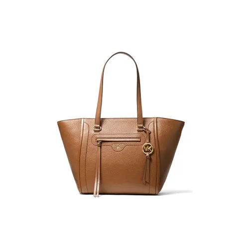 MICHAEL KORS Carine Cow Leather Tote Bag, Shopping Bag, Shoulder Bag, Handbag Medium Size Women's Brown
