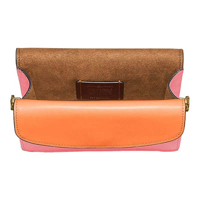COACH Tabby Leather One Shoulder Crossbody Clutches Mini Women's Pink/Orange-1