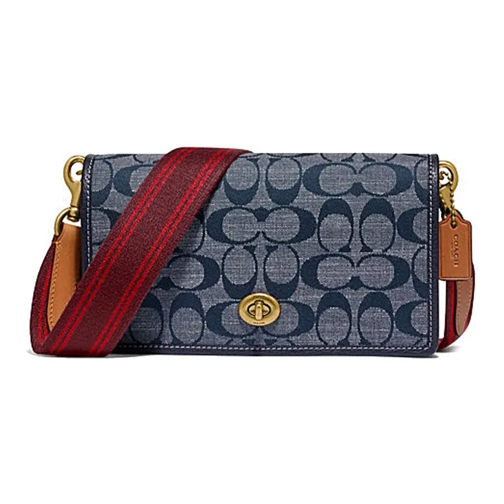 COACH Hayden Cotton With Leather Small Square Bag Shoulder Bag Crossbody Bag Small Size Women's Denim Blue Monogram-0