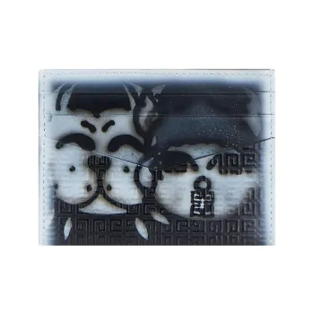GIVENCHY 4G Logo Cow Leather Card Clip Card Holder Men's Black/White