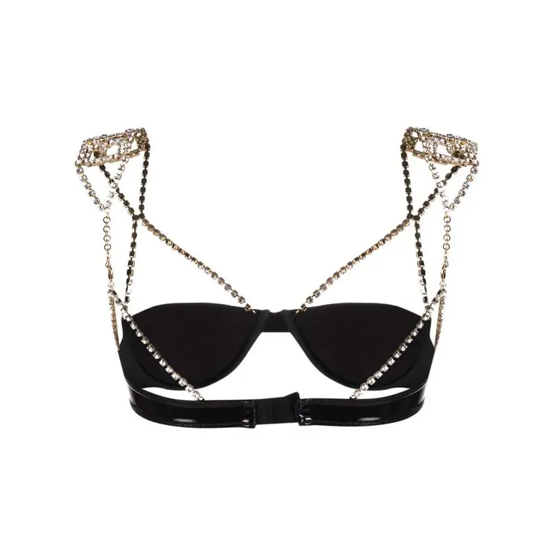 GCDS Bling Crystal embellished Velvet Bra-1
